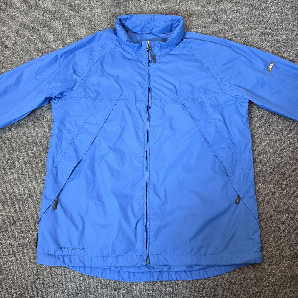 SCOTTeVEST Jacket Mens L Blue Microfiber Travel Windbreaker Full Zip Pockets TEC